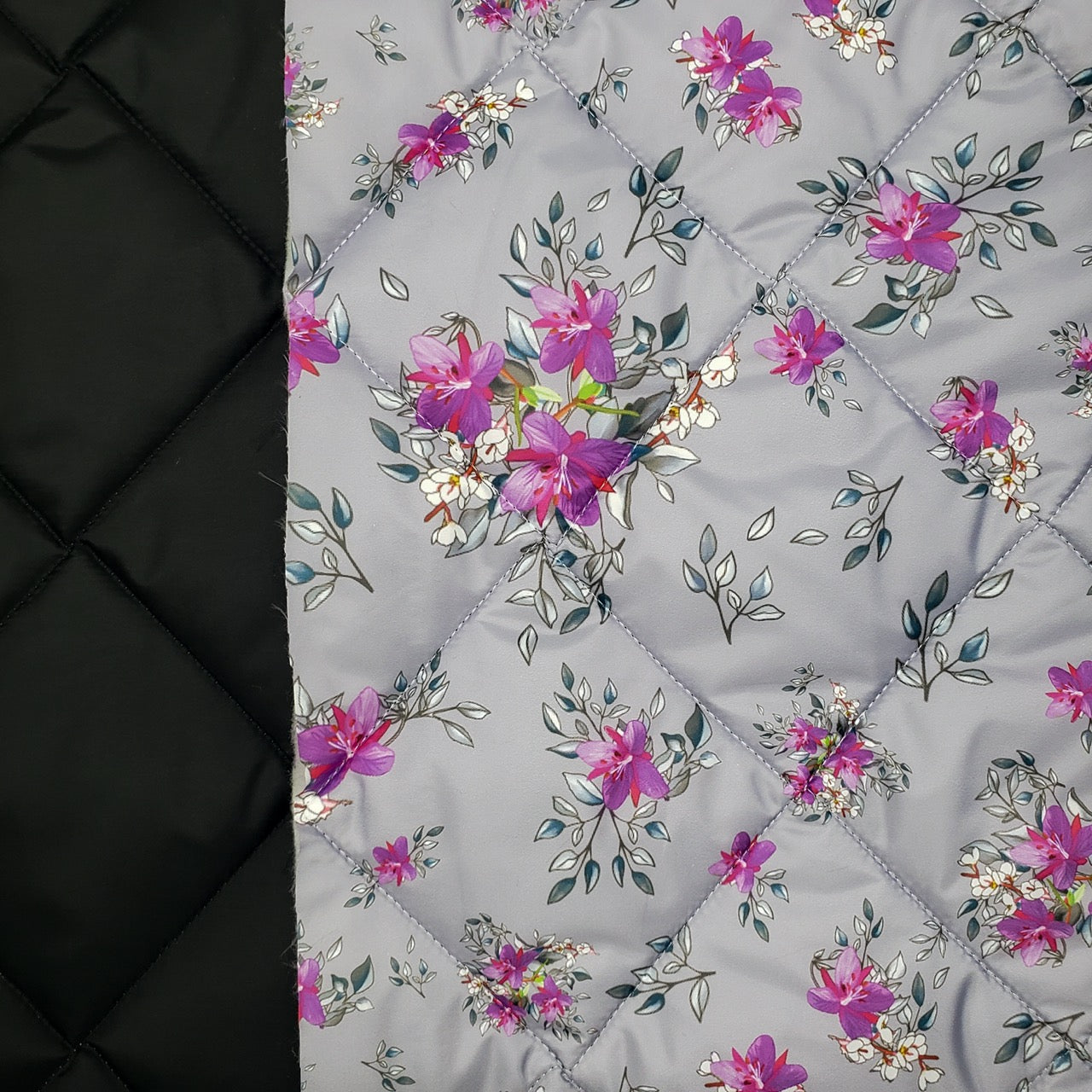 Quilted PrimaSoft™ - 2-Sided, 10oz - Arctic Floral by Martha Kyak - Grey (stitch)