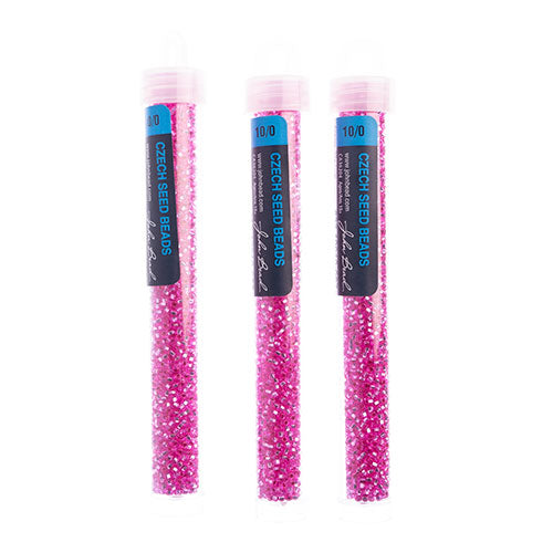 Czech Seed Beads - Dyed Fuchsia (Silver-Lined) vials
