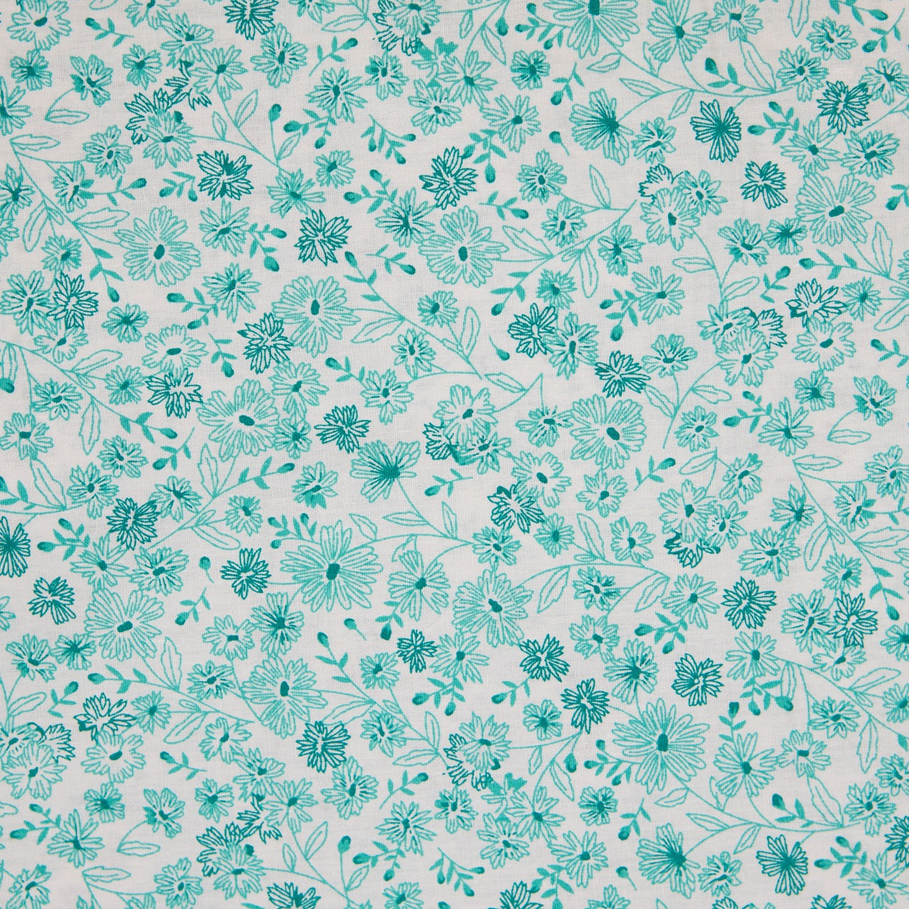 Cotton Floral - Lined Daisies - Green (full)