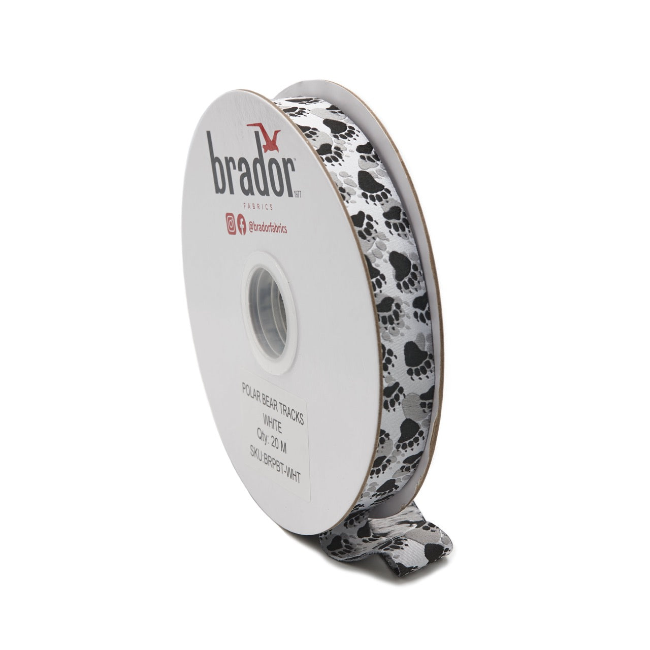 Arctic Collection® Braid / Ribbon - Polar Bear Tracks - WHITE (ROLL)