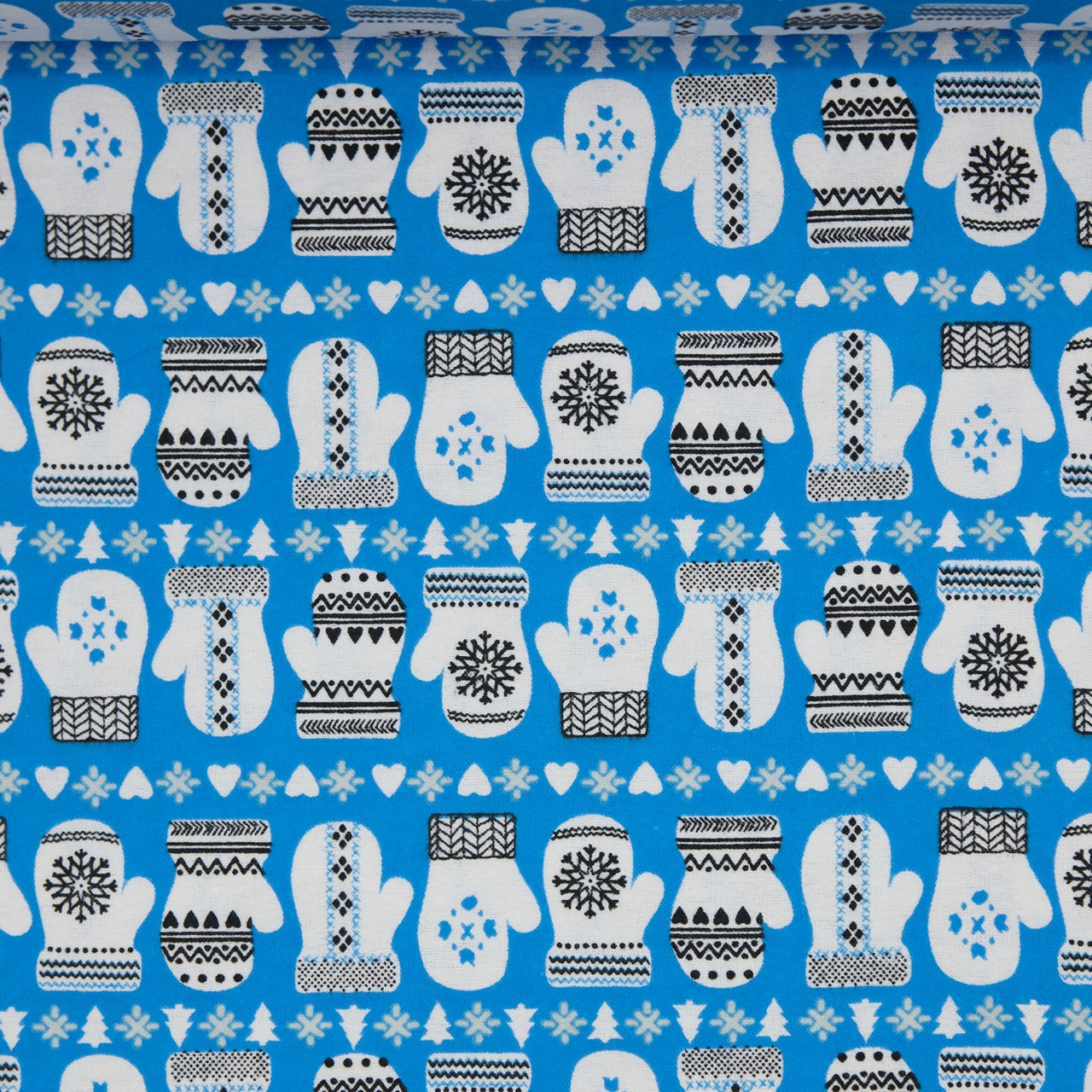 Flannel - Mittens & Hearts (Blue)
