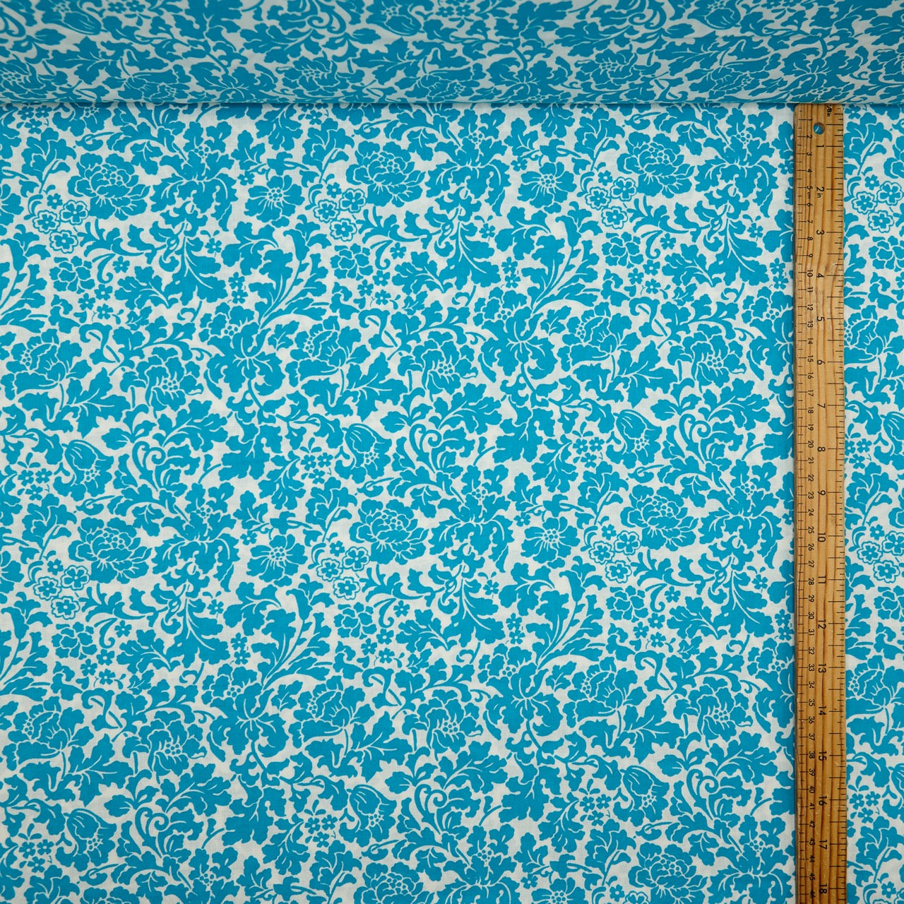 Quilting Cotton - Floral - Turquoise Flourish (measured)
