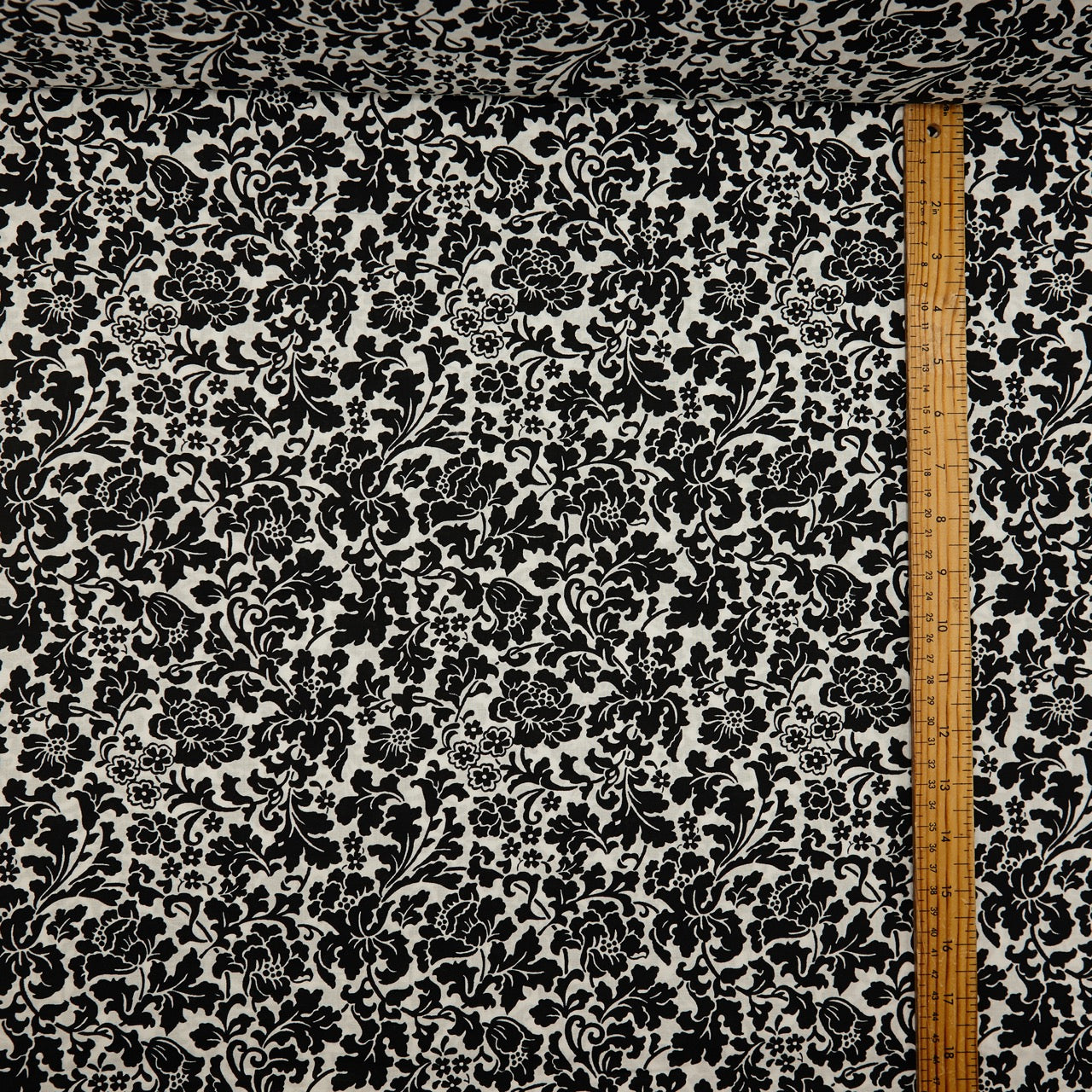 Quilting Cotton - Floral - Black Flourish (measured)
