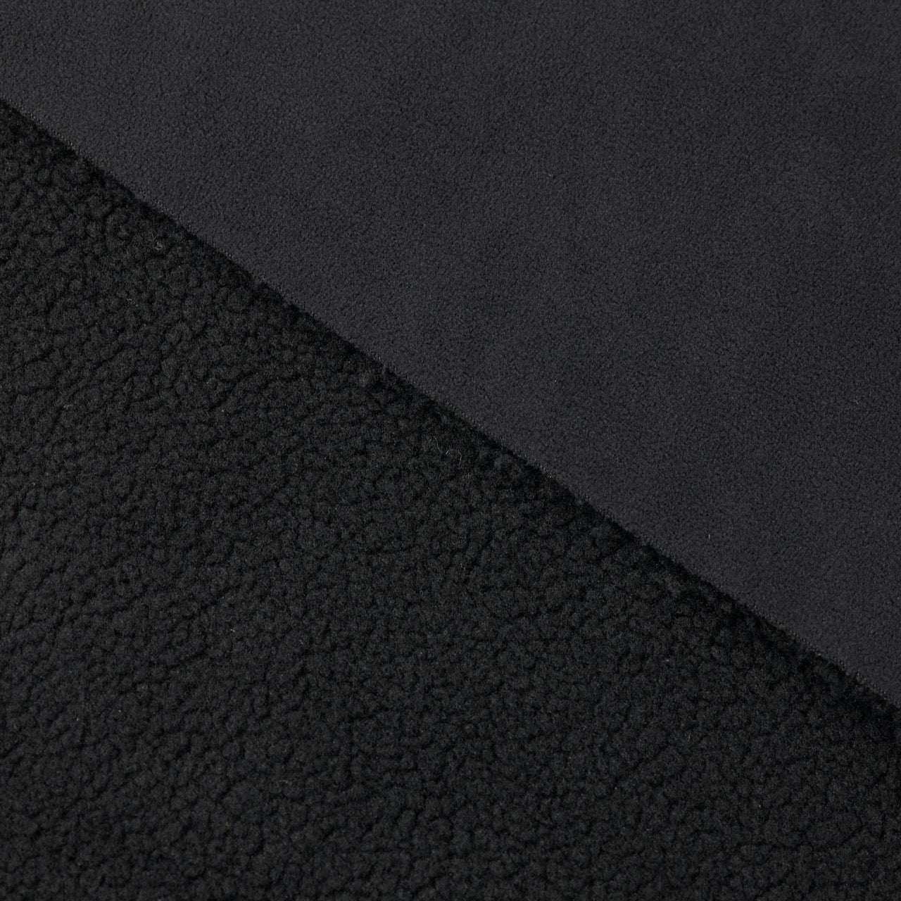 Bonded Sherpa Lining - Berber Fleece - Black (fold)