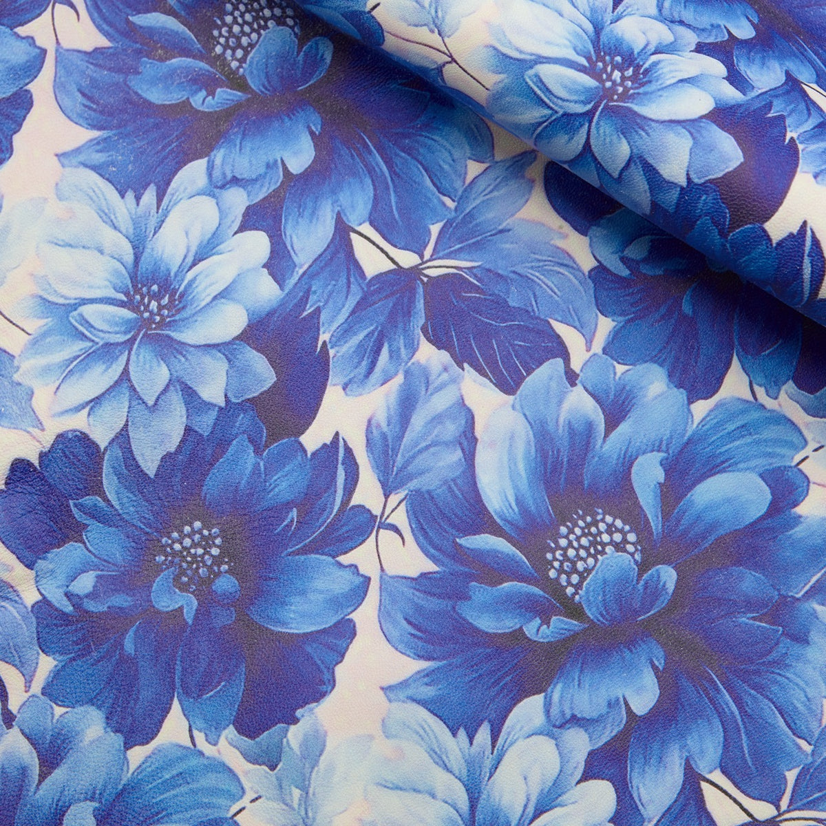 Floral Print Lambskin Leather - Blue Field