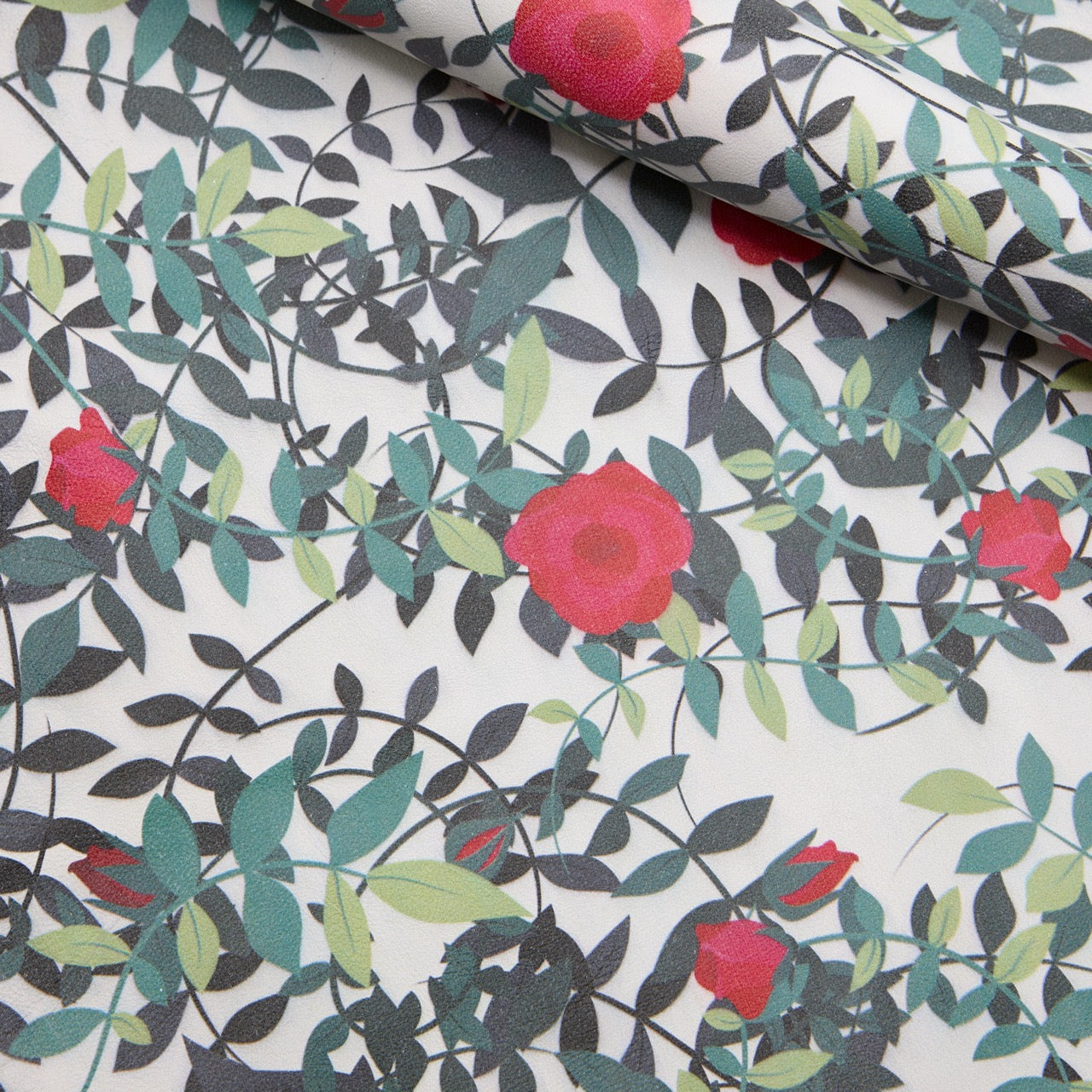 Floral Print Lambskin Leather - Poppy Vines