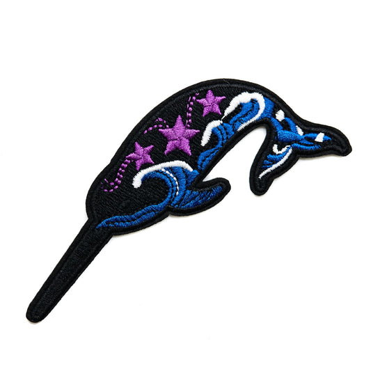 InukChic® Iron-On Patches - Celestial Narwhal - Black