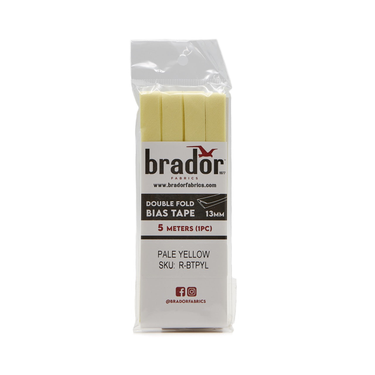 Bias Tape - Pale Yellow - 13mm (pack)