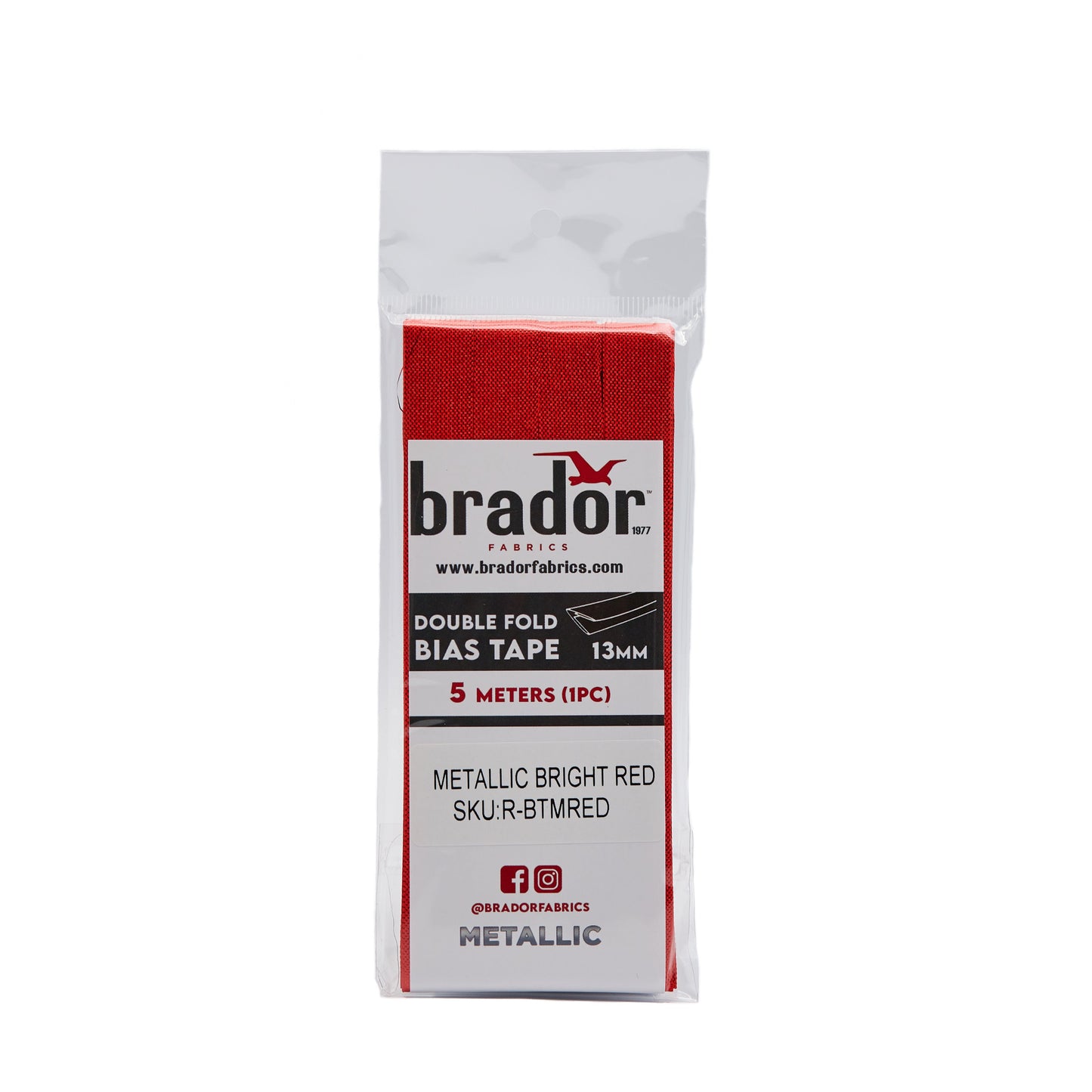 Bias Tape - Metallic Bright Red (pack)