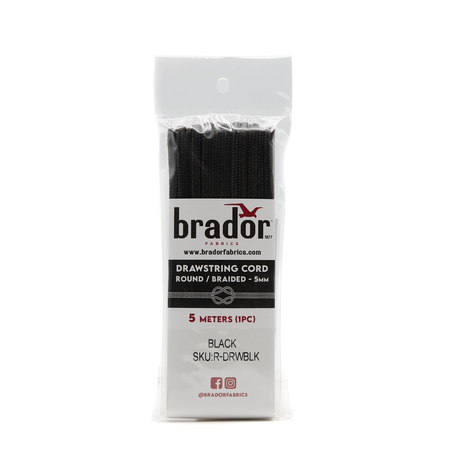 Drawstring Cord (Non-Elastic) - Black (pack)