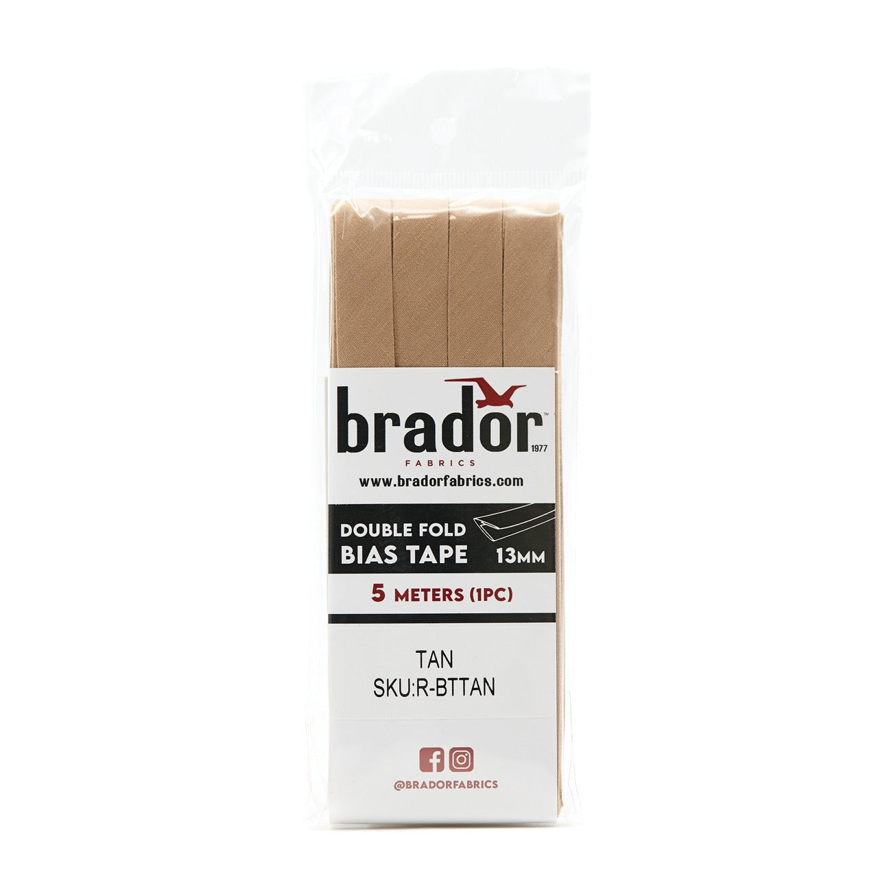 Bias Tape - Tan 13mm (pack)