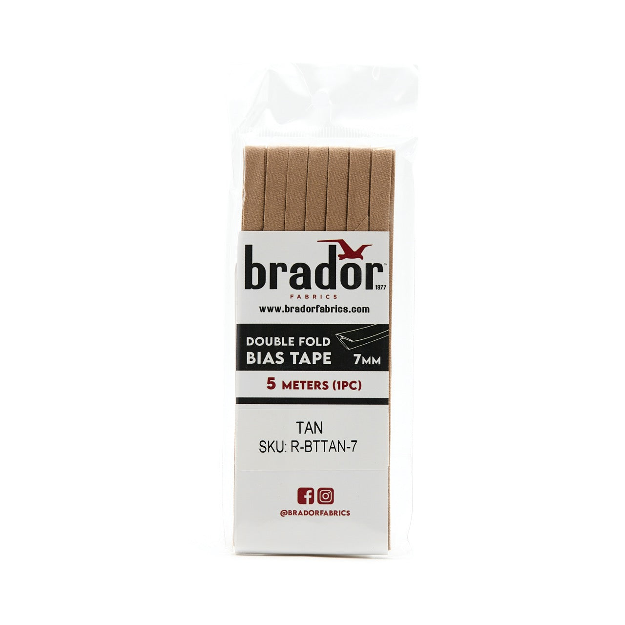 Bias Tape - Tan 7mm (pack)