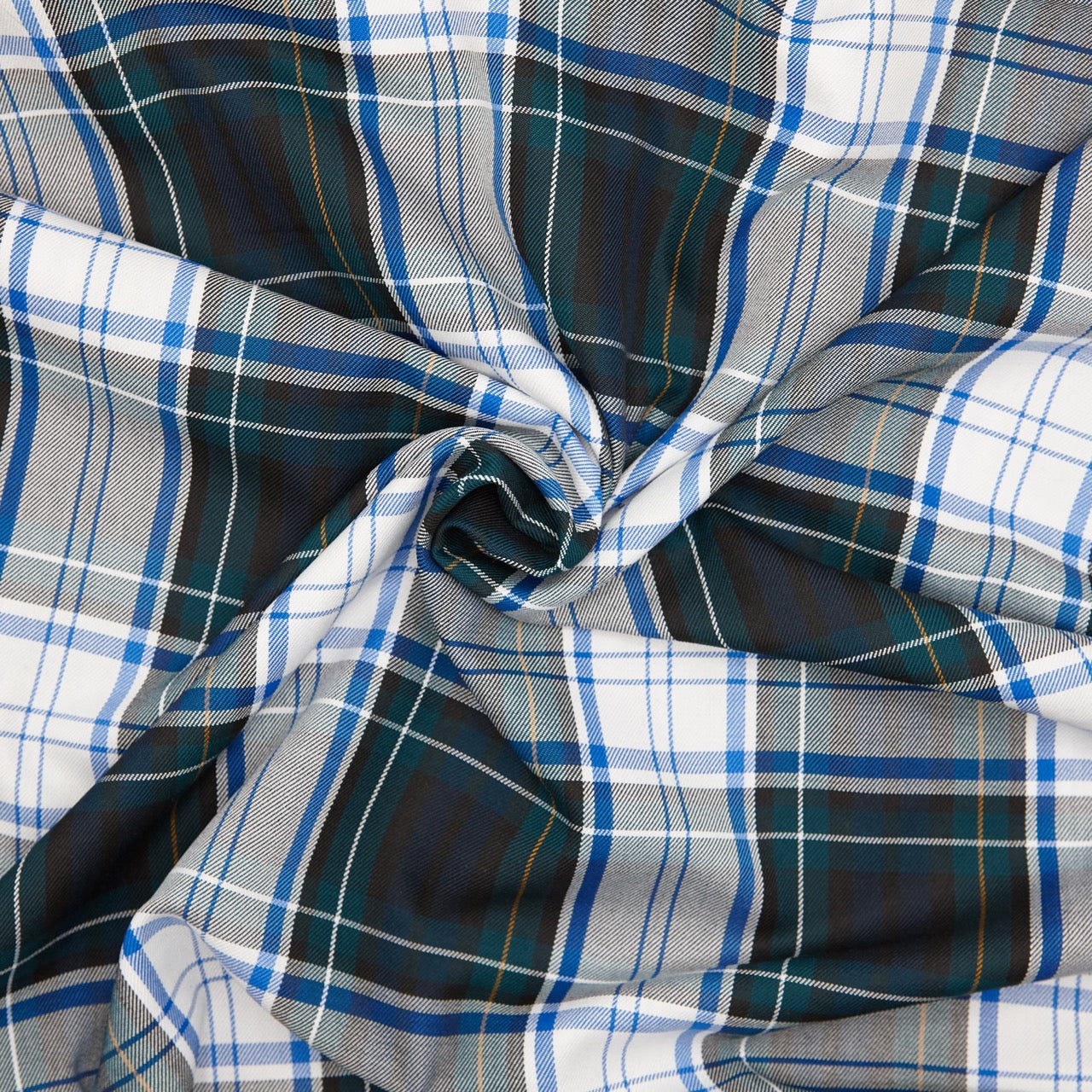 Tartan E - Grey, White, Green, Blue, Yellow