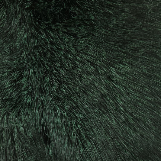 Close-up of dyed algonquin green fox fur.