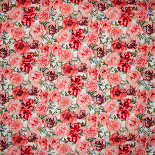Cotton Floral - Vintage Rose (wide)