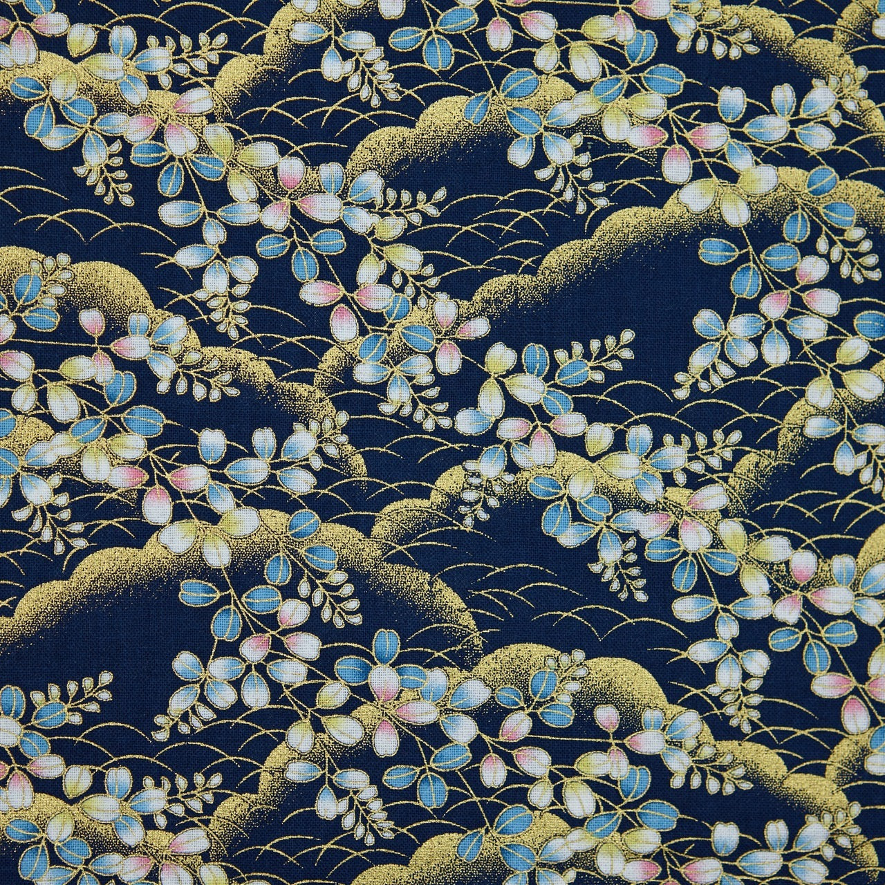 Cotton Metallic - Clouds - Navy (detail)