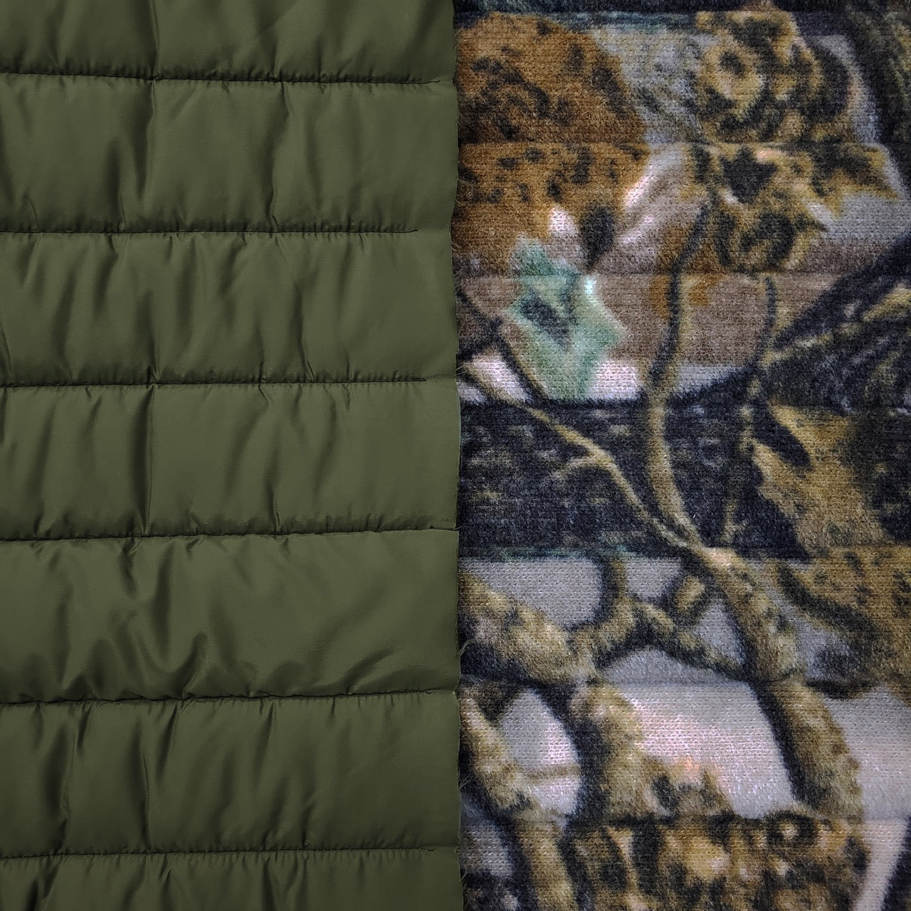 Quilted Polar 2-Sided 13oz - Camo Prints (Fleece) - Forest camo / olive (cut)