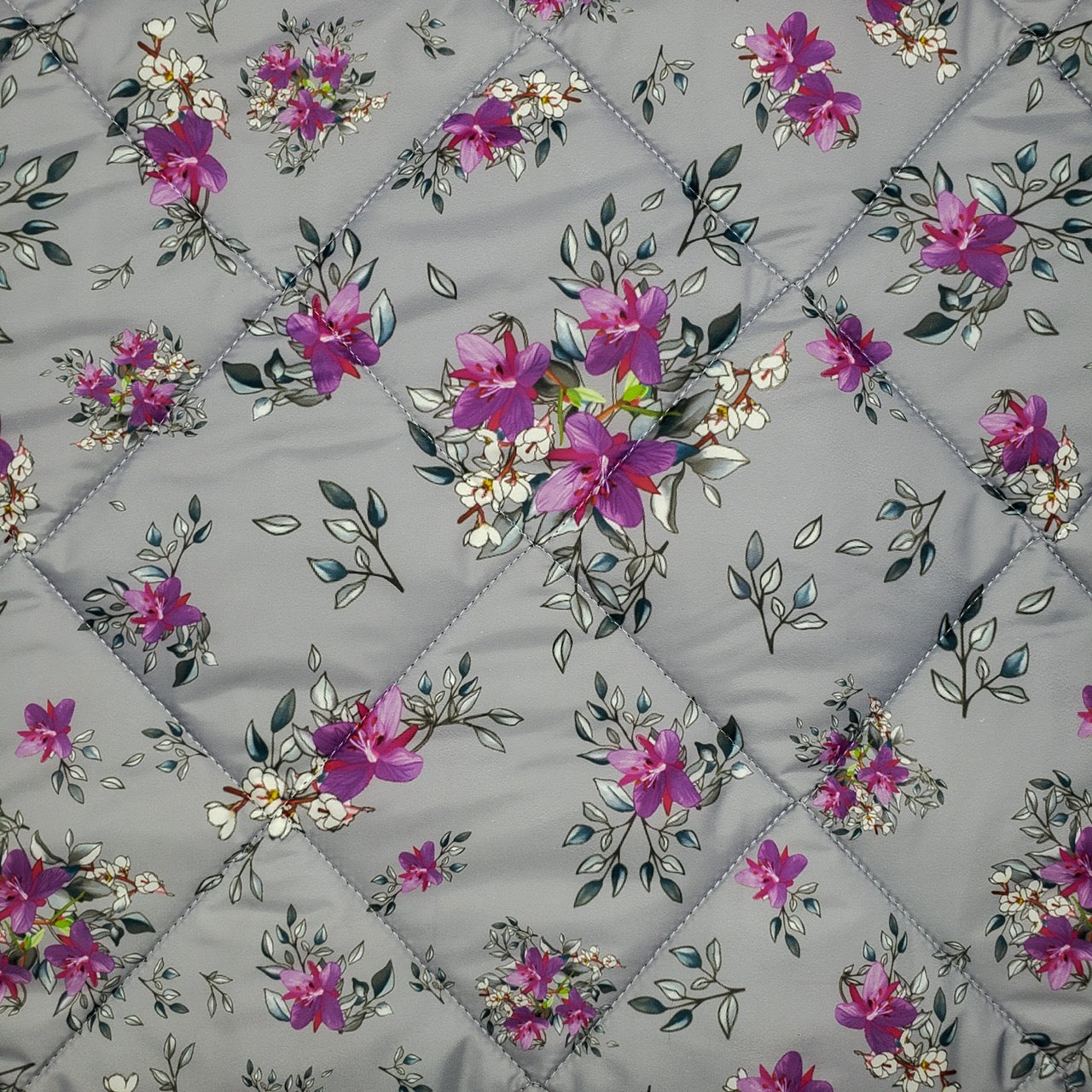 Quilted PrimaSoft™ - 2-Sided, 10oz - Arctic Floral by Martha Kyak - Grey (detail)