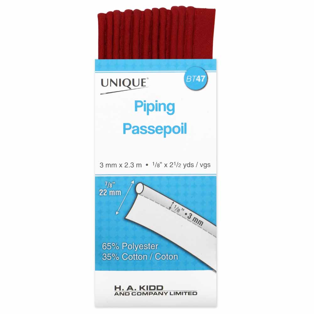 Unique® Corded Piping - Poly Cotton - Scarlet Red (pack)