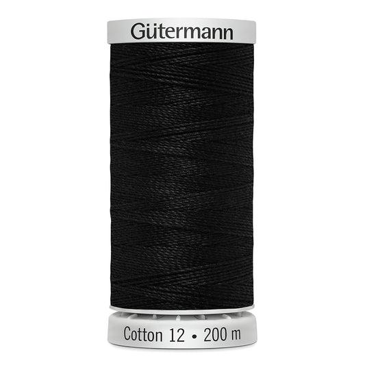 GÜTERMANN - Cotton 12wt Thread 200m - Black