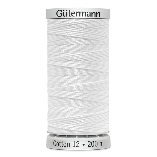 GÜTERMANN - Cotton 12wt Thread 200m - White