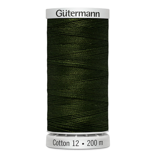 GÜTERMANN - Cotton 12wt Thread 200m - Deep Forest Green
