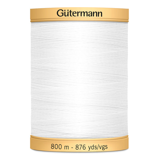 GÜTERMANN - Natural Cotton 50wt Thread 800m - White