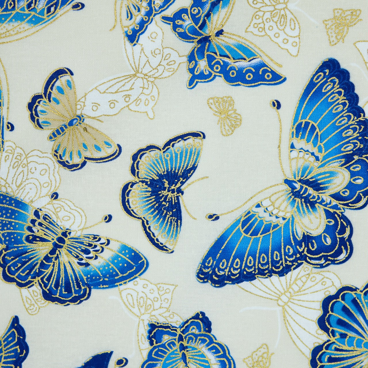 Cotton Metallic - Butterflies - White (detail)