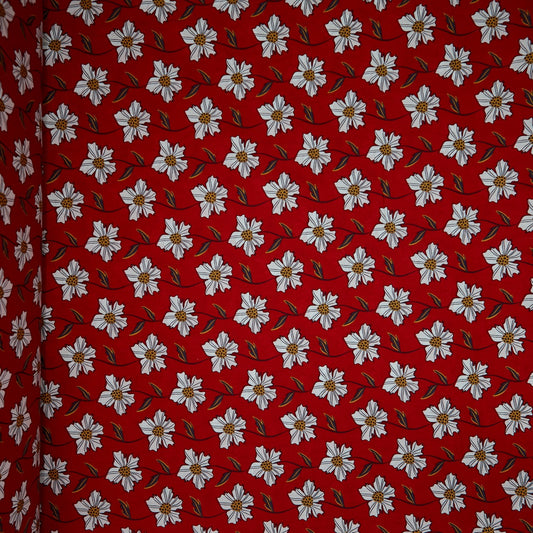 Cotton Floral - Daisy Chain - Red (full)