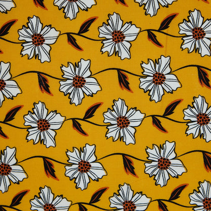 Cotton Floral - Daisy Chain - Yellow (detail)