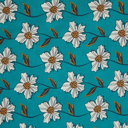 Cotton Floral - Daisy Chain - Green (detail)