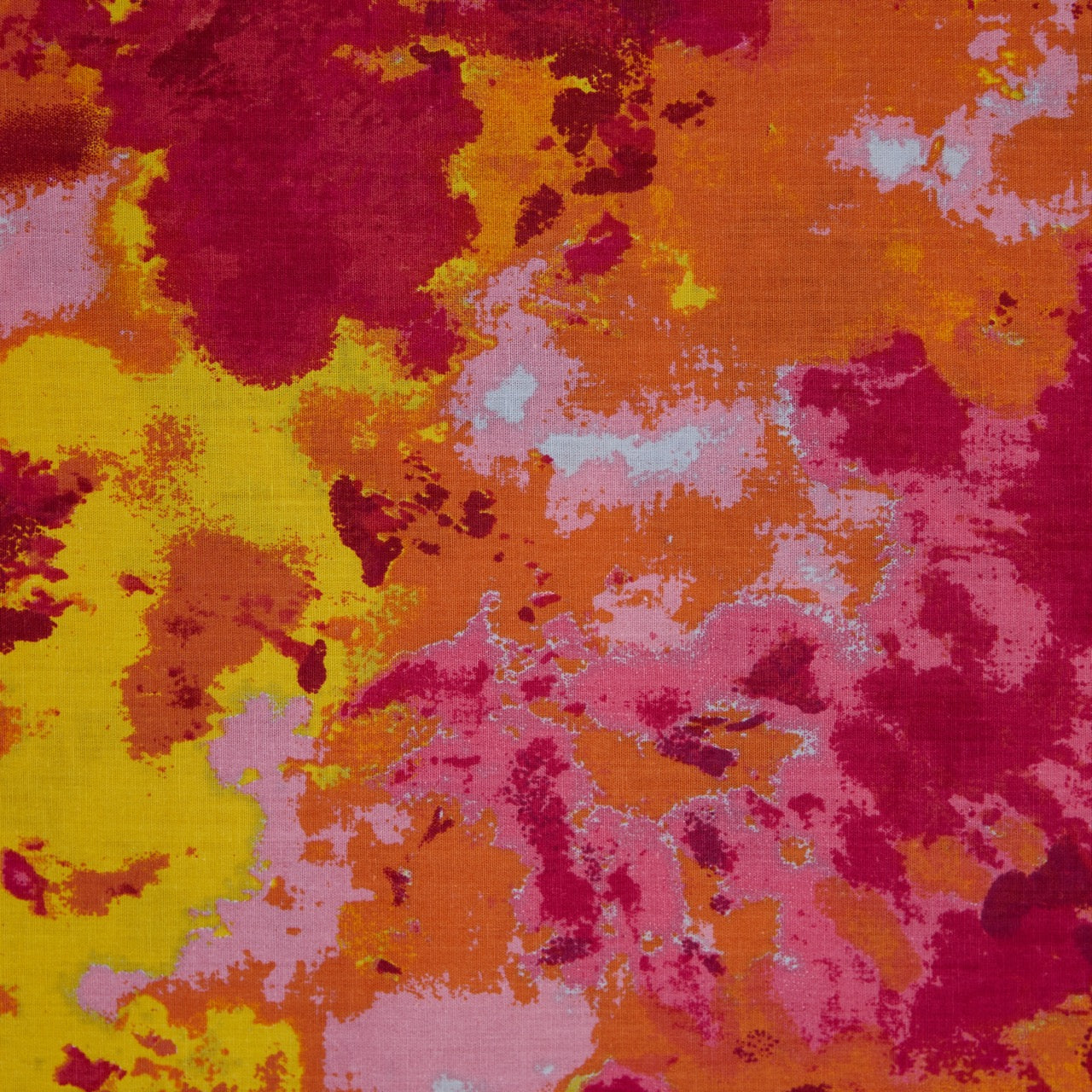 Cotton Floral - Splash Tie Dye - Orange (detail)