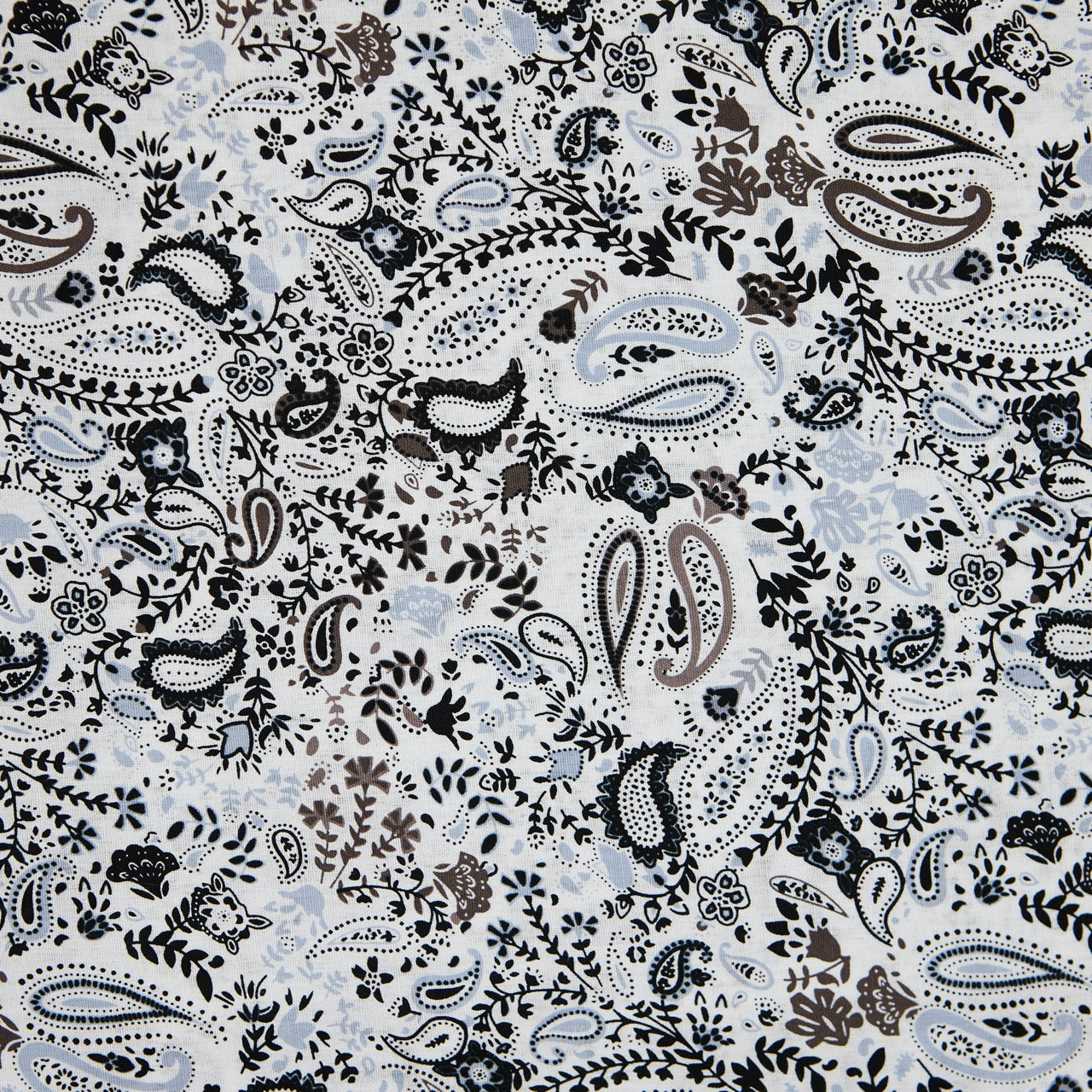 Cotton Floral - Paisley # 1 - White (detail)