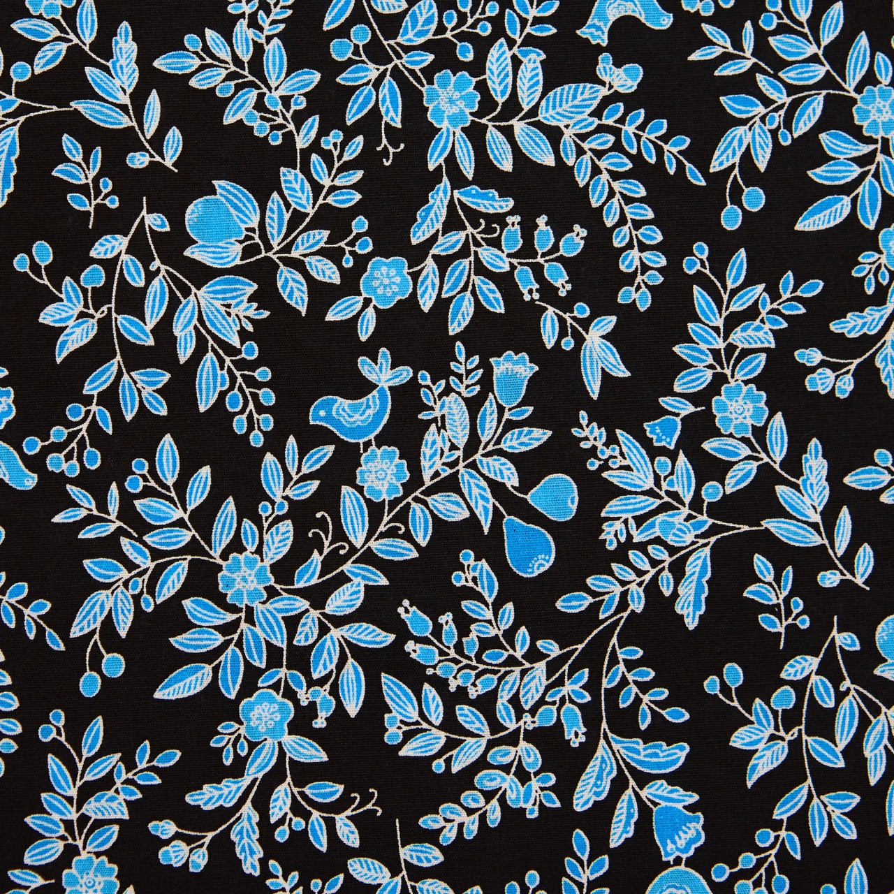 Cotton Floral - Blue Ivy (detail)