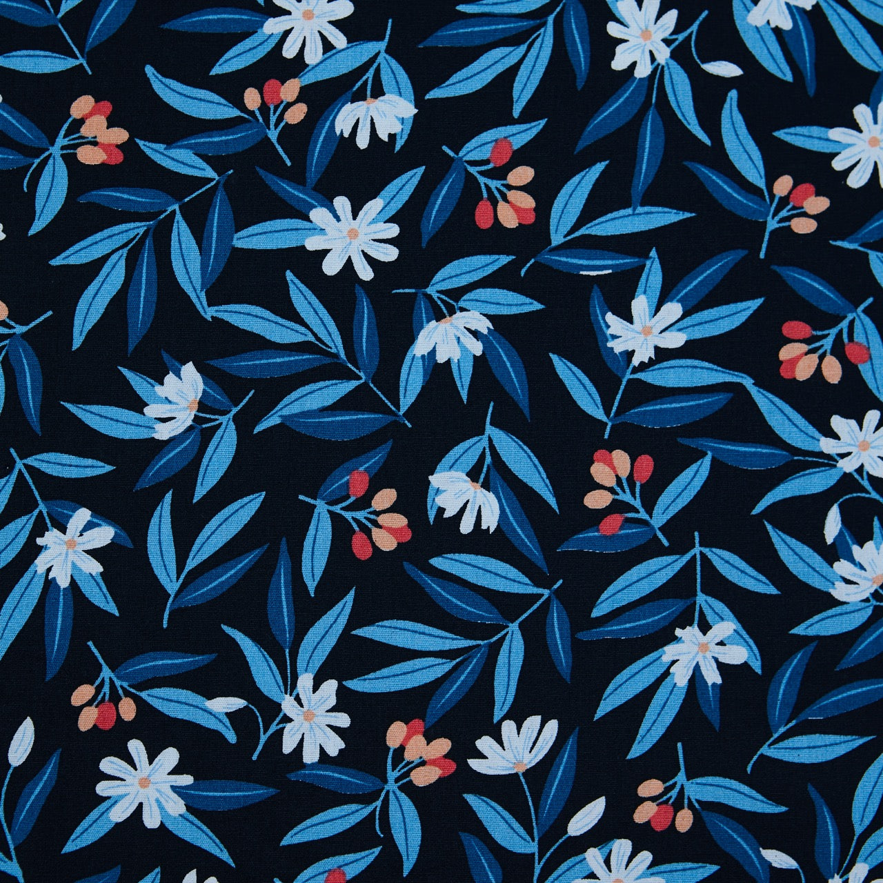 Cotton Floral - Magnolias - Black