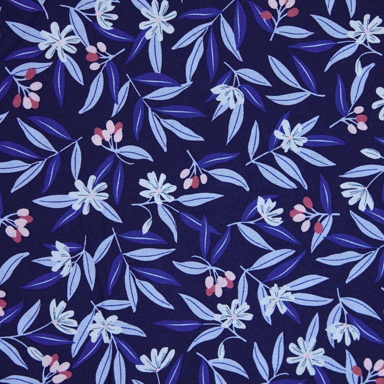 Cotton Floral - Magnolias - Blue