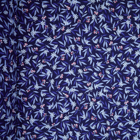 Cotton Floral - Magnolias - Blue (full)