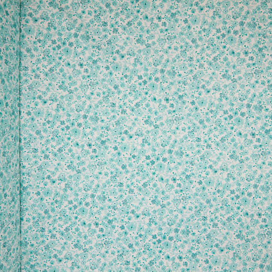 Cotton Floral - Lined Daisies - Green (detail)