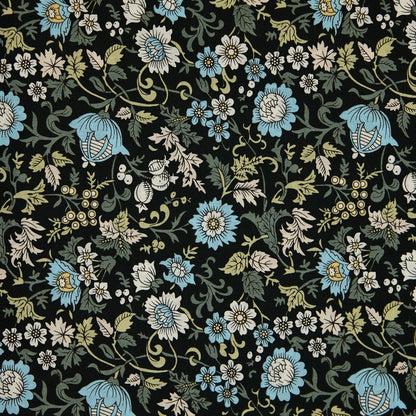 Cotton Floral - Retro Field - Black (detail)