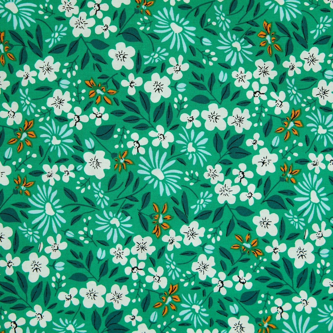 Cotton Floral - Hawaiian Field - Green (detail)