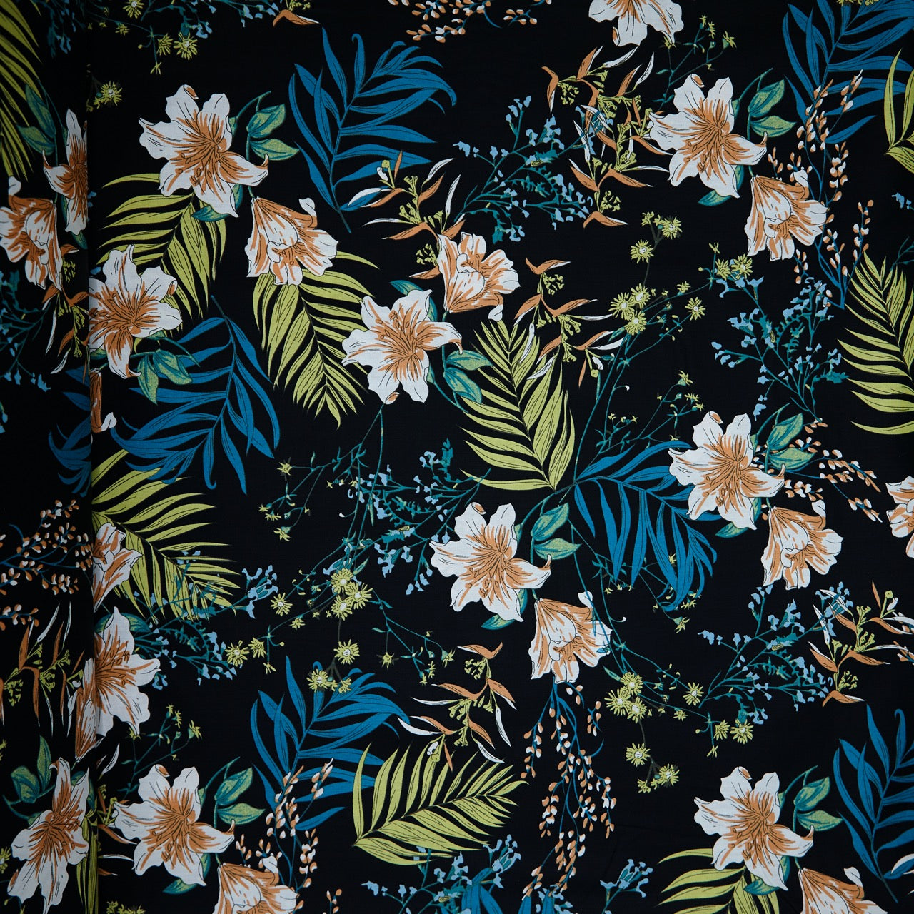 Cotton Floral - Hibiscus - Black (full)