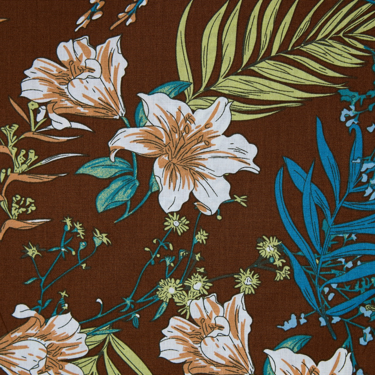 Cotton Floral - Hibiscus - Brown (detail)