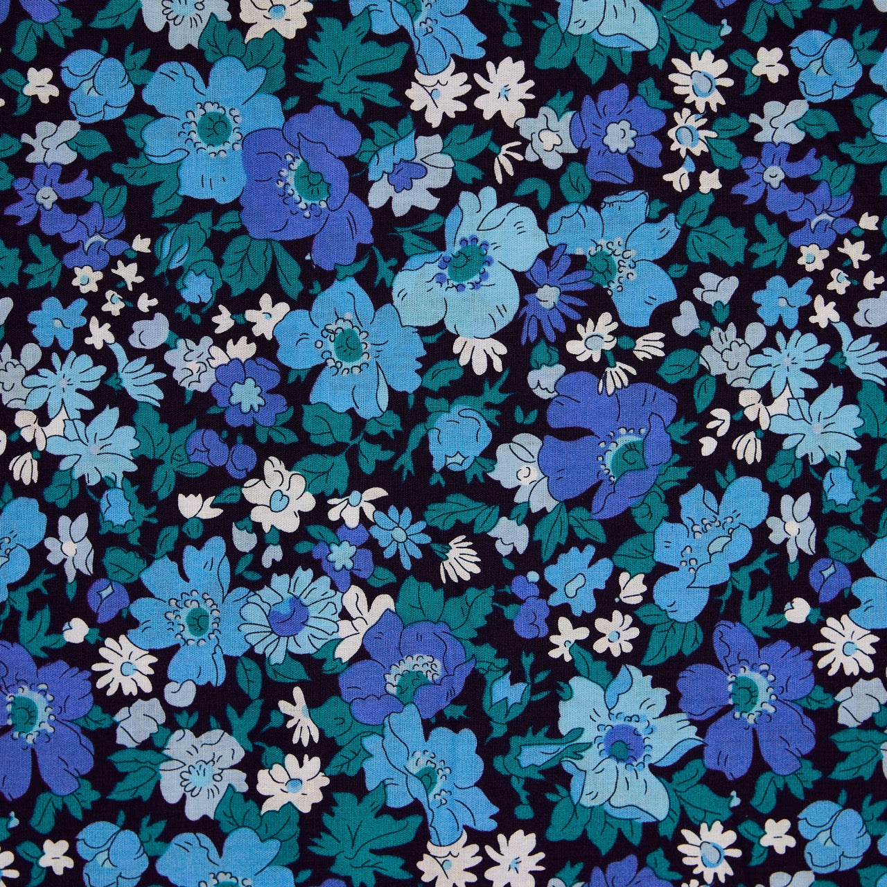 Cotton Floral - Nouveau - Blue (detail)