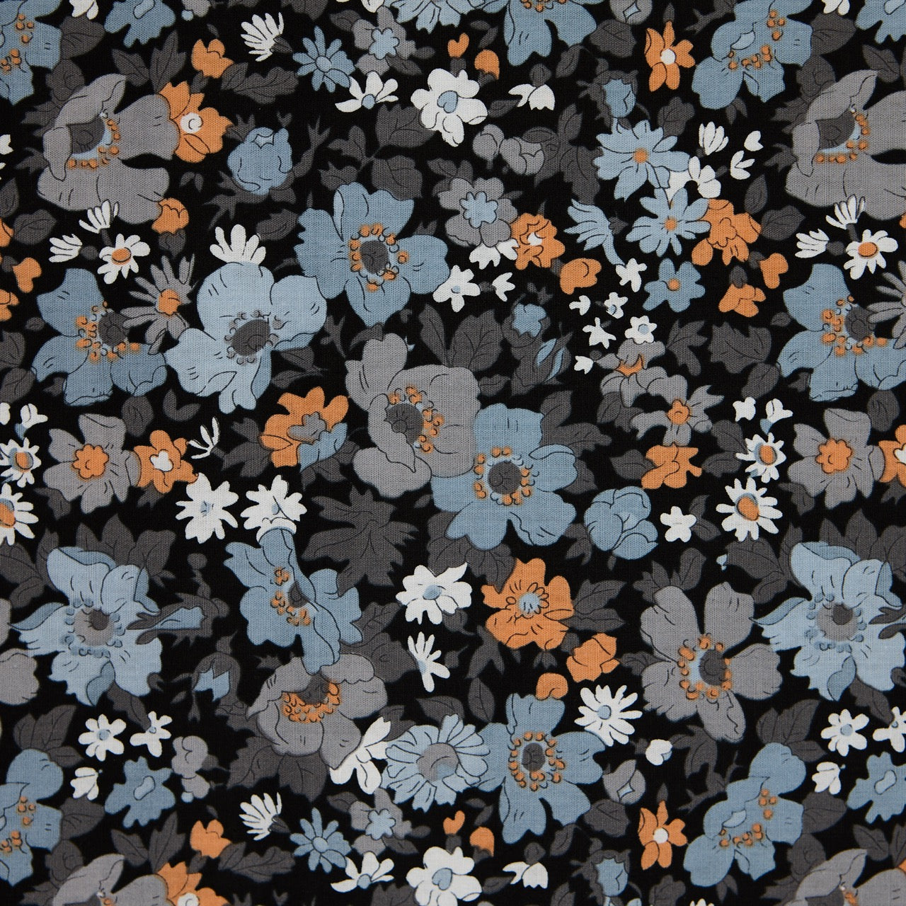Cotton Floral - Nouveau - Grey (detail)