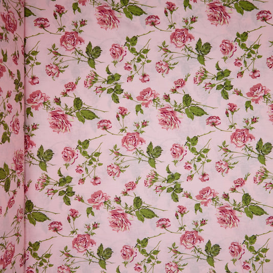 Cotton Floral - Vintage Rose #2 - Pink (full)