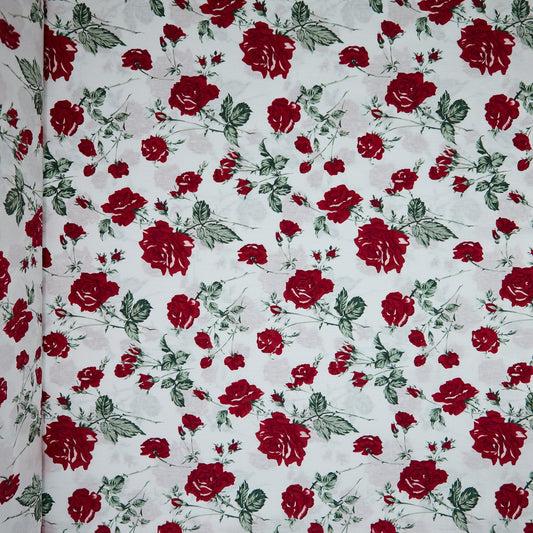 Cotton Floral - Vintage Rose #2 - White (full)
