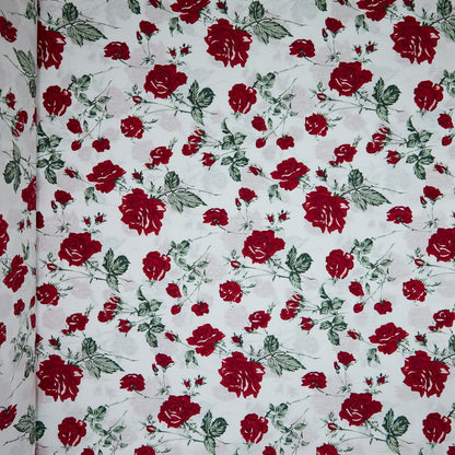 Cotton Floral - Vintage Rose #2 - White (full)