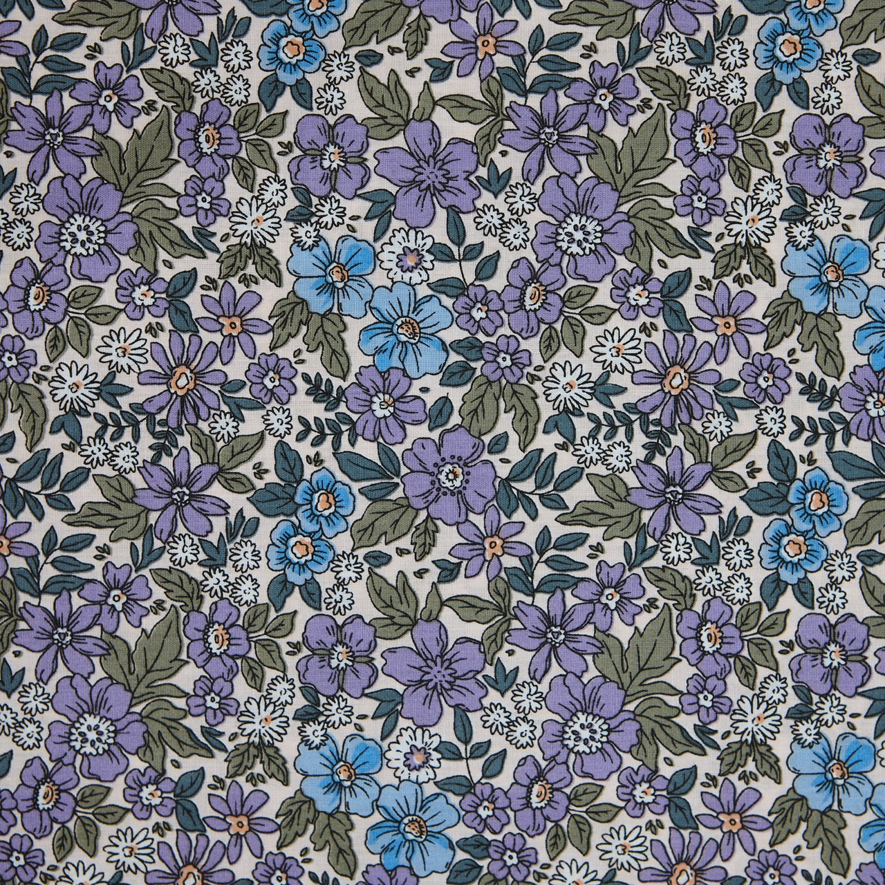 Cotton Floral - Ditsy Field - Lavender (detail)
