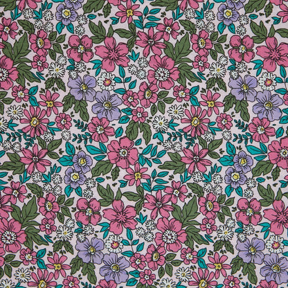 Cotton Floral - Ditsy Field - Pink (detail)