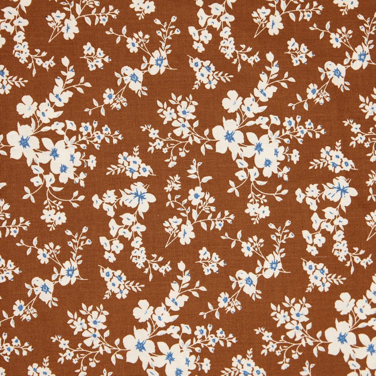 Cotton Floral - Calico - Brown (detail)